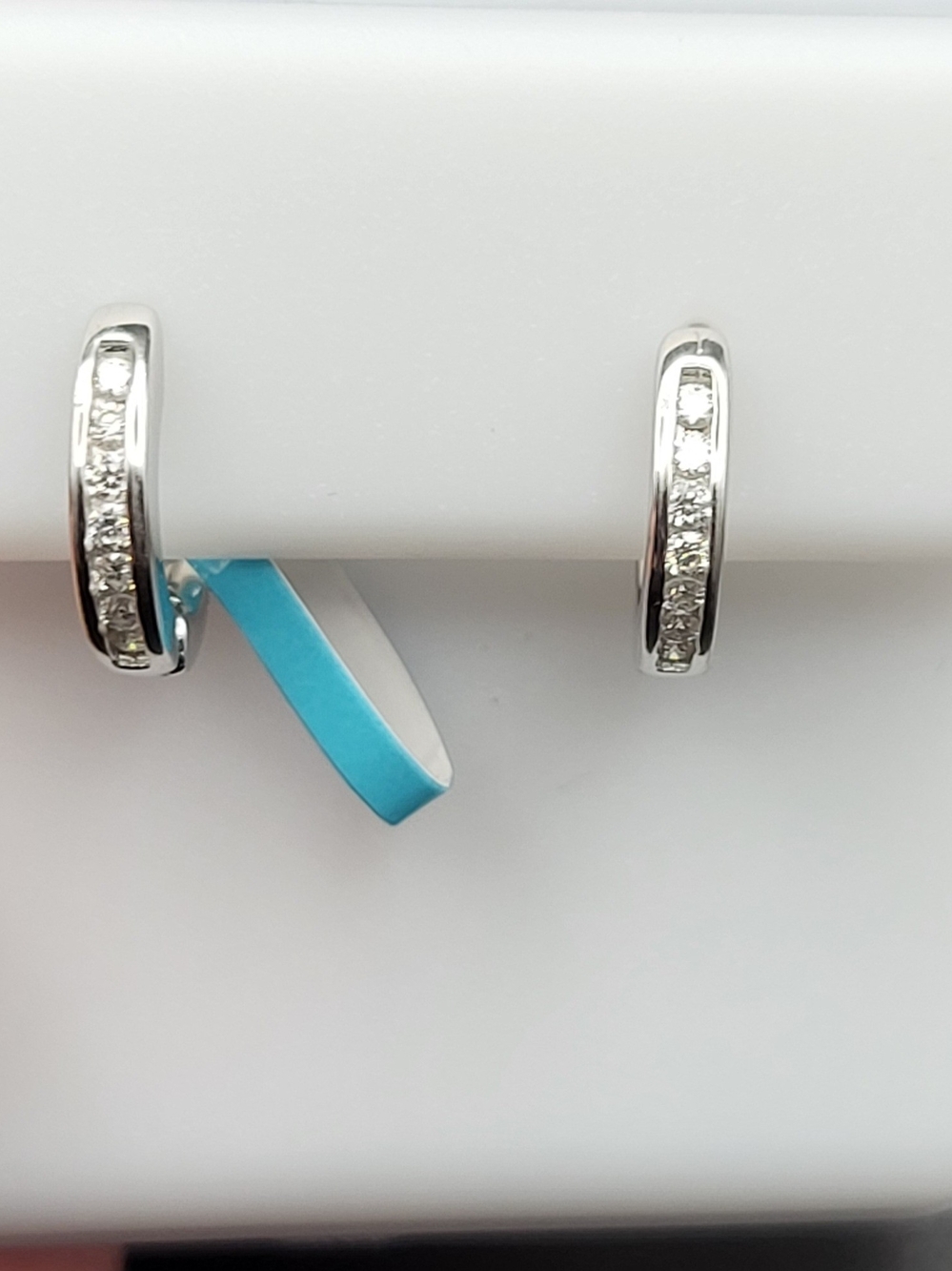Sterling Silver Cubic Zirconia Huggie Hoop Earrings - White